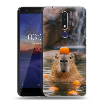 Силиконовый чехол на Nokia 3.1 Plus с принтом Капибара с апельсином