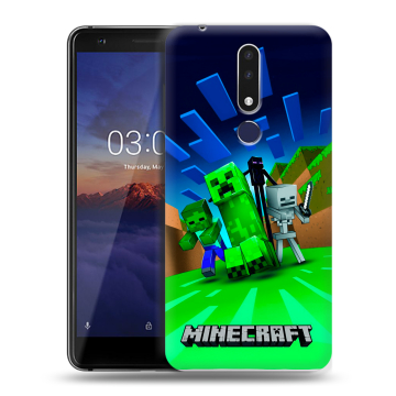 Силиконовый чехол на Nokia 3.1 Plus с принтом Майнкрафт Силиконовый чехол на Nokia 3.1 Plus с принтом Майнкрафт
