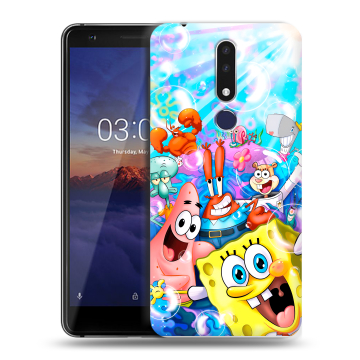 Силиконовый чехол на Nokia 3.1 Plus с принтом спанчбоб спанч боб