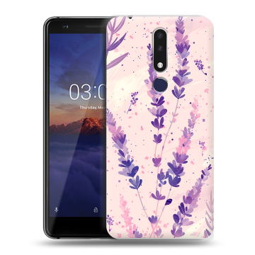 Силиконовый чехол на Nokia 3.1 Plus с принтом цветы лаванда