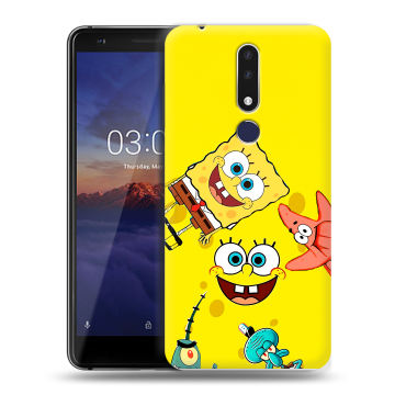 Силиконовый чехол на Nokia 3.1 Plus с принтом Спанч боб Спанчбоб