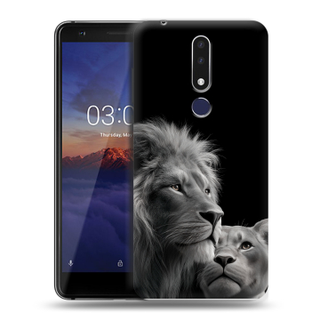 Силиконовый чехол на Nokia 3.1 Plus с принтом Лев кошки Силиконовый чехол на Nokia 3.1 Plus с принтом Лев кошки