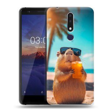 Силиконовый чехол на Nokia 3.1 Plus с принтом Капибара Силиконовый чехол на Nokia 3.1 Plus с принтом Капибара