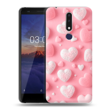 Силиконовый чехол на Nokia 3.1 Plus с принтом Сердечки