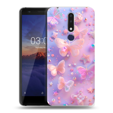Силиконовый чехол на Nokia 3.1 Plus с принтом Бабочки Силиконовый чехол на Nokia 3.1 Plus с принтом Бабочки