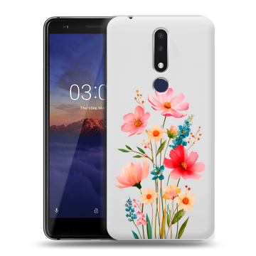 Силиконовый чехол на Nokia 3.1 Plus с принтом Цветы Силиконовый чехол на Nokia 3.1 Plus с принтом Цветы