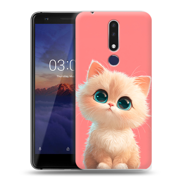 Силиконовый чехол на Nokia 3.1 Plus с принтом Розовый котенок Силиконовый чехол на Nokia 3.1 Plus с принтом Розовый котенок