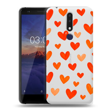 Силиконовый чехол на Nokia 3.1 Plus с принтом Сердечки Силиконовый чехол на Nokia 3.1 Plus с принтом Сердечки