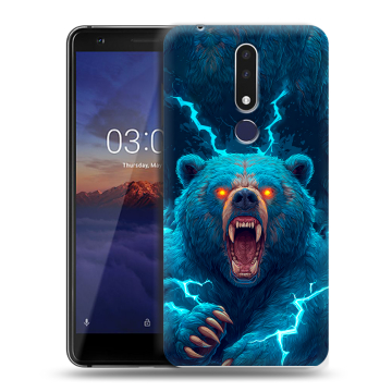 Силиконовый чехол на Nokia 3.1 Plus с принтом Медведь Силиконовый чехол на Nokia 3.1 Plus с принтом Медведь