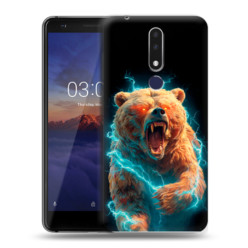 Силиконовый чехол на Nokia 3.1 Plus с принтом Медведь Силиконовый чехол на Nokia 3.1 Plus с принтом Медведь
