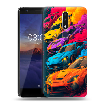 Силиконовый чехол на Nokia 3.1 Plus с принтом Тачки Силиконовый чехол на Nokia 3.1 Plus с принтом Тачки