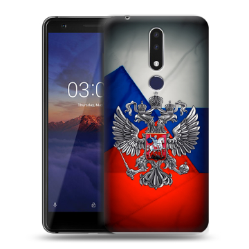 Силиконовый чехол на Nokia 3.1 Plus с принтом Флаг России