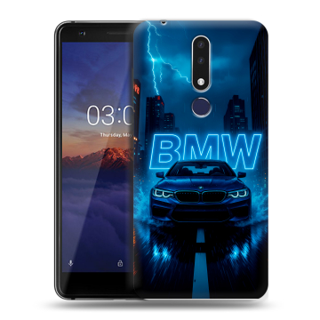 Силиконовый чехол на Nokia 3.1 Plus с принтом BMW БМВ