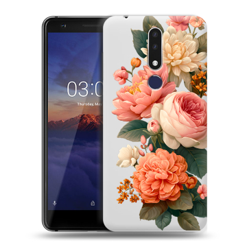 Силиконовый чехол на Nokia 3.1 Plus с принтом цветы Силиконовый чехол на Nokia 3.1 Plus с принтом цветы
