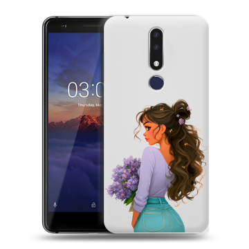 Силиконовый чехол на Nokia 3.1 Plus с принтом девушка цветы Силиконовый чехол на Nokia 3.1 Plus с принтом девушка цветы