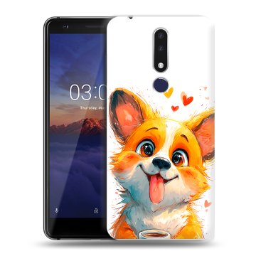 Силиконовый чехол на Nokia 3.1 Plus с принтом корги