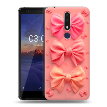 Силиконовый чехол на Nokia 3.1 Plus с принтом Розовые бантики