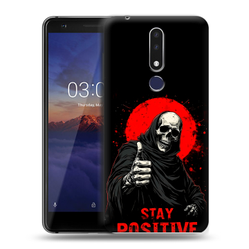 Силиконовый чехол на Nokia 3.1 Plus с принтом смешной скелет Силиконовый чехол на Nokia 3.1 Plus с принтом смешной скелет