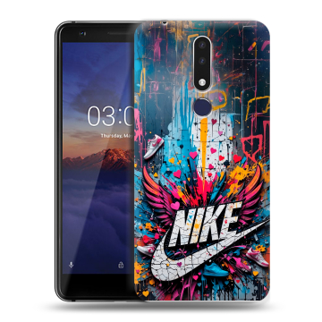 Силиконовый чехол на Nokia 3.1 Plus с принтом Nike Найк