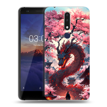 Силиконовый чехол на Nokia 3.1 Plus с принтом Дракон Японский