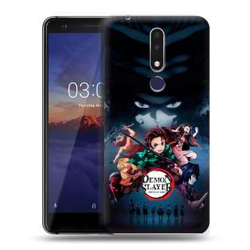 Силиконовый чехол на Nokia 3.1 Plus с принтом Demon Slayer Клинок рассекающий демонов