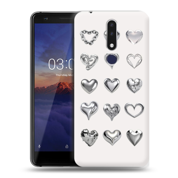 Силиконовый чехол на Nokia 3.1 Plus с принтом Y2K сердечки