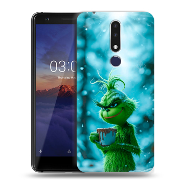 Силиконовый чехол на Nokia 3.1 Plus с принтом Новый год гринч Силиконовый чехол на Nokia 3.1 Plus с принтом Новый год гринч