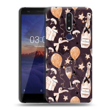 Силиконовый чехол на Nokia 3.1 Plus с принтом Новый год Силиконовый чехол на Nokia 3.1 Plus с принтом Новый год