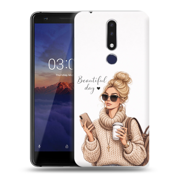Силиконовый чехол на Nokia 3.1 Plus с принтом женский