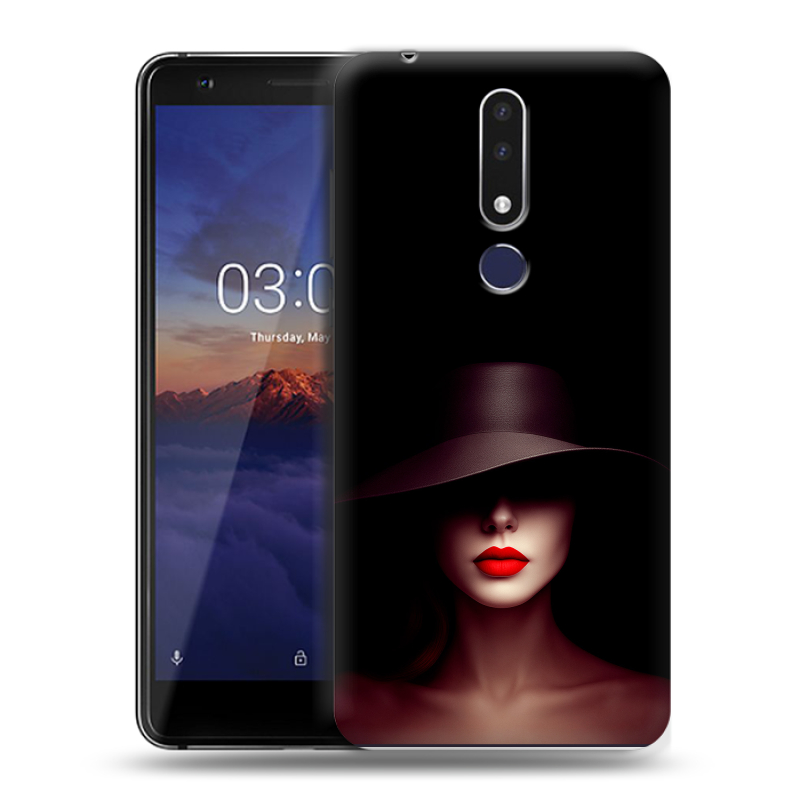 Силиконовый чехол на Nokia 3.1 Plus с принтом Девушка в шляпе Силиконовый чехол на Nokia 3.1 Plus с принтом Девушка в шляпе