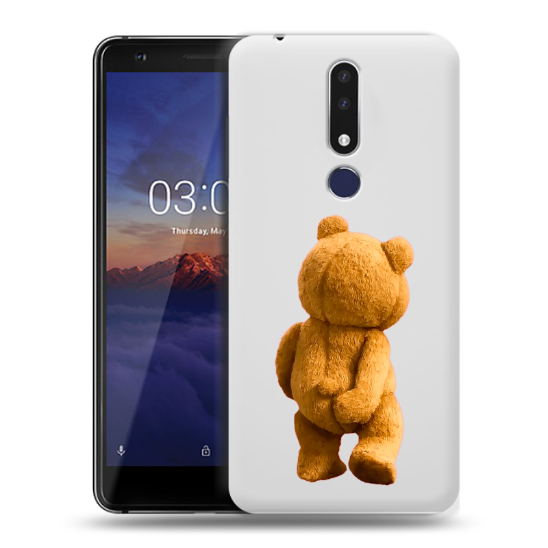 Силиконовый чехол на Nokia 3.1 Plus с принтом Медведь Силиконовый чехол на Nokia 3.1 Plus с принтом Медведь
