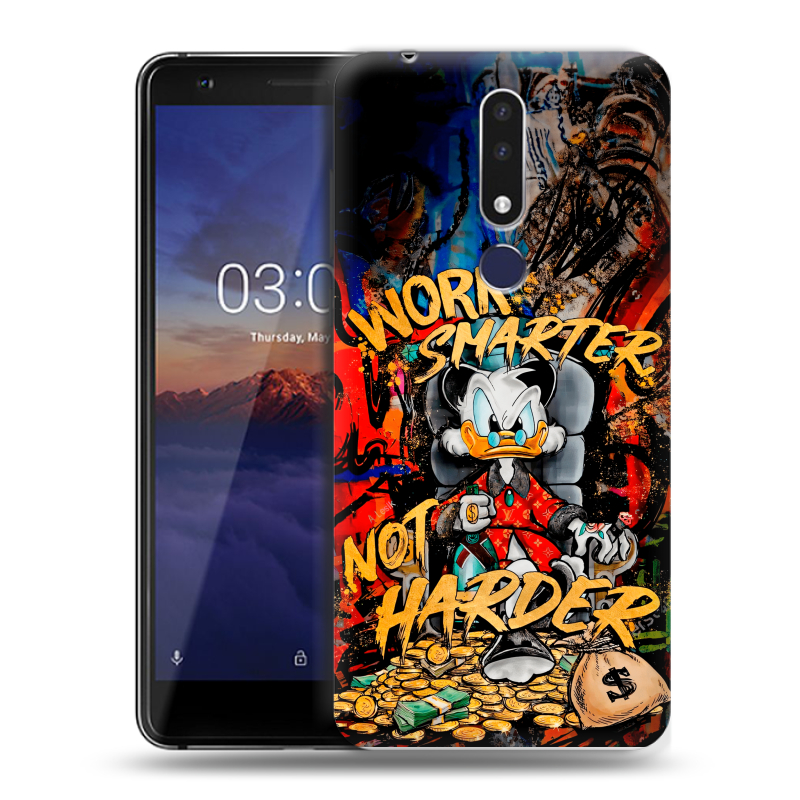 Силиконовый чехол на Nokia 3.1 Plus с принтом Дональд Дак Деньги Силиконовый чехол на Nokia 3.1 Plus с принтом Дональд Дак Деньги