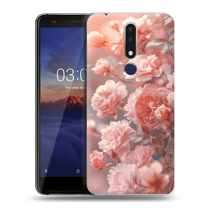 Силиконовый чехол на Nokia 3.1 Plus с принтом Розовые розы Силиконовый чехол на Nokia 3.1 Plus с принтом Розовые розы
