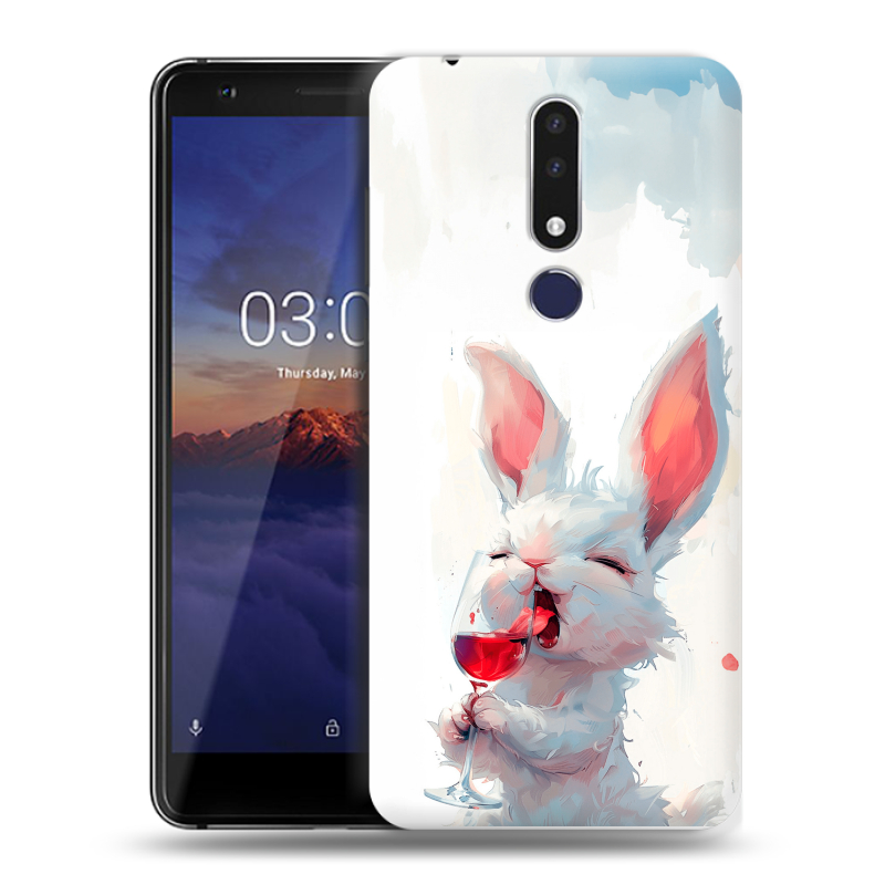 Силиконовый чехол на Nokia 3.1 Plus с принтом кролик зайчик Силиконовый чехол на Nokia 3.1 Plus с принтом кролик зайчик