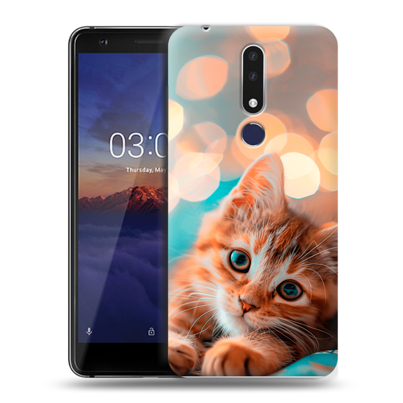 Силиконовый чехол на Nokia 3.1 Plus с принтом котик Силиконовый чехол на Nokia 3.1 Plus с принтом котик