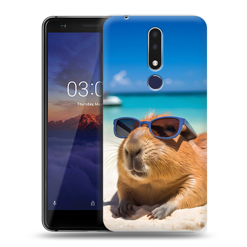 Силиконовый чехол на Nokia 3.1 Plus с принтом Капибара Силиконовый чехол на Nokia 3.1 Plus с принтом Капибара