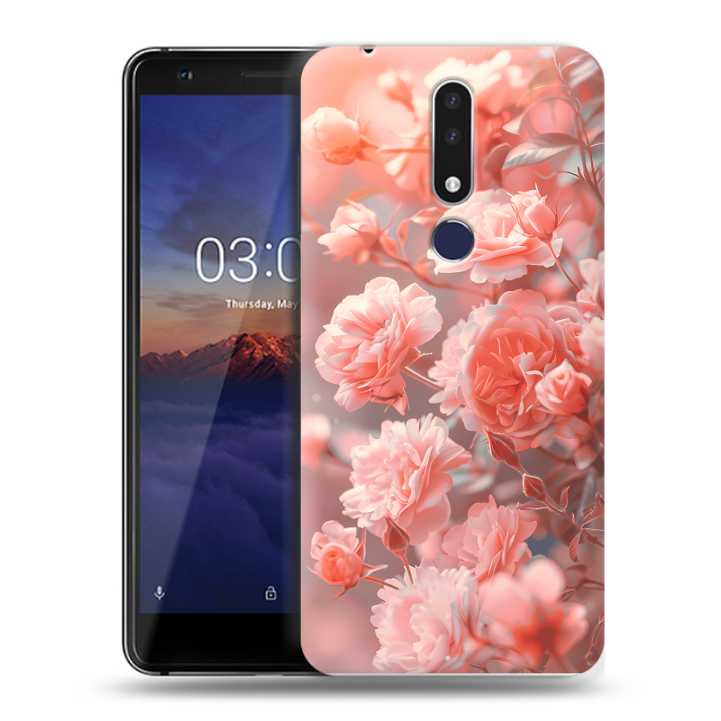 Силиконовый чехол на Nokia 3.1 Plus с принтом Розы цветы Силиконовый чехол на Nokia 3.1 Plus с принтом Розы цветы