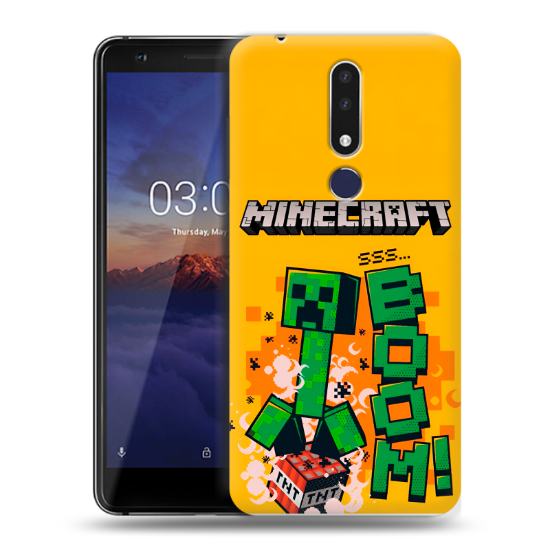 Силиконовый чехол на Nokia 3.1 Plus с принтом Майнкрафт Minecraft Силиконовый чехол на Nokia 3.1 Plus с принтом Майнкрафт Minecraft