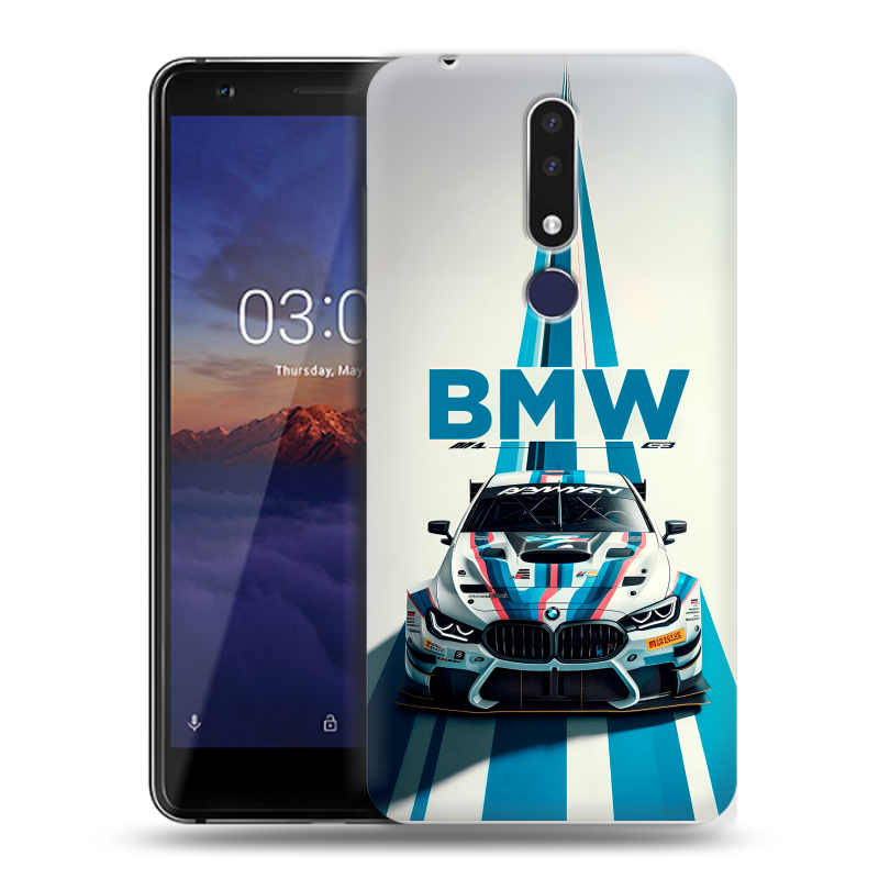 Силиконовый чехол на Nokia 3.1 Plus с принтом БМВ BMW Силиконовый чехол на Nokia 3.1 Plus с принтом БМВ BMW