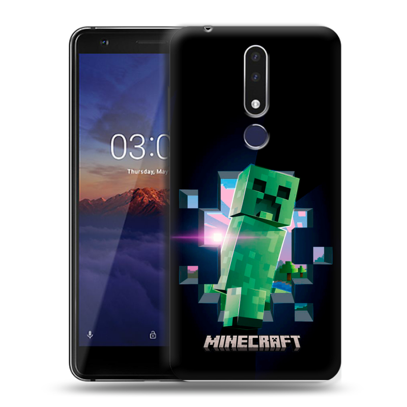 Силиконовый чехол на Nokia 3.1 Plus с принтом Майнкрафт Minecraft Силиконовый чехол на Nokia 3.1 Plus с принтом Майнкрафт Minecraft