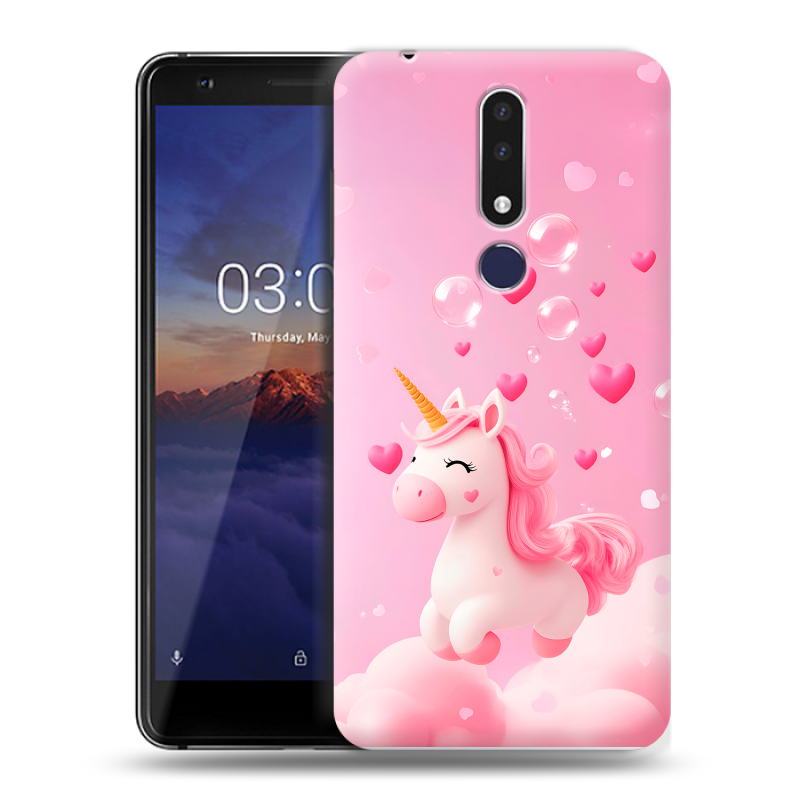 Силиконовый чехол на Nokia 3.1 Plus с принтом Единорог Силиконовый чехол на Nokia 3.1 Plus с принтом Единорог