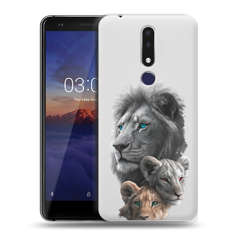 Силиконовый чехол на Nokia 3.1 Plus с принтом Львы Силиконовый чехол на Nokia 3.1 Plus с принтом Львы