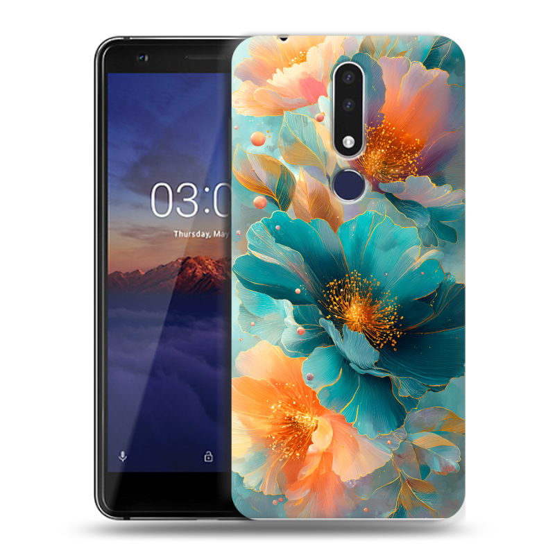 Силиконовый чехол на Nokia 3.1 Plus с принтом Цветы Силиконовый чехол на Nokia 3.1 Plus с принтом Цветы