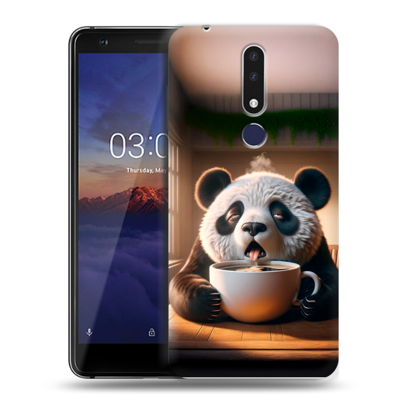 Силиконовый чехол на Nokia 3.1 Plus с принтом смешная панда Силиконовый чехол на Nokia 3.1 Plus с принтом смешная панда