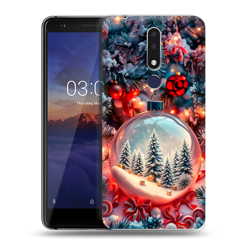 Силиконовый чехол на Nokia 3.1 Plus с принтом Новый год Силиконовый чехол на Nokia 3.1 Plus с принтом Новый год