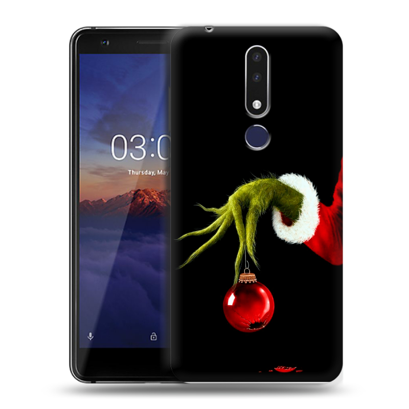 Силиконовый чехол на Nokia 3.1 Plus с принтом Новый год Гринч Силиконовый чехол на Nokia 3.1 Plus с принтом Новый год Гринч