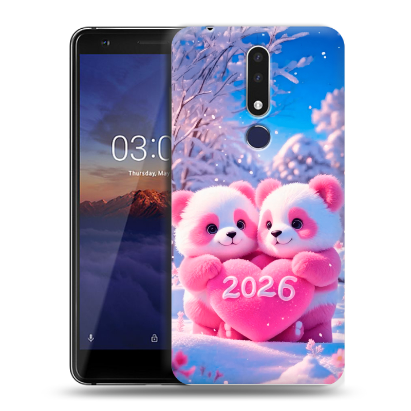 Силиконовый чехол на Nokia 3.1 Plus с принтом Новый год Силиконовый чехол на Nokia 3.1 Plus с принтом Новый год