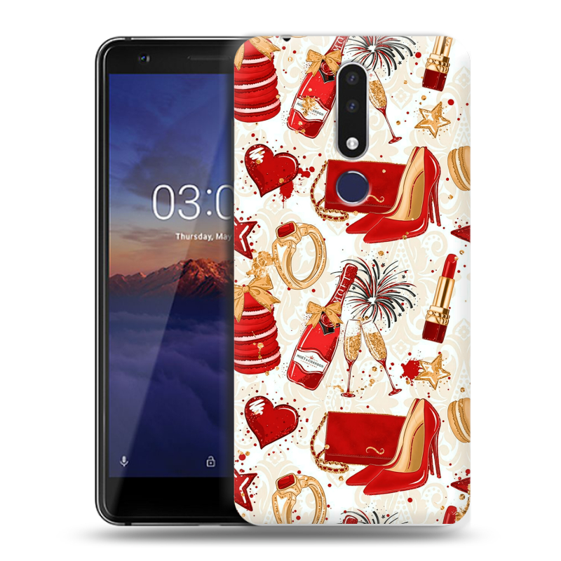 Силиконовый чехол на Nokia 3.1 Plus с принтом Новый год Силиконовый чехол на Nokia 3.1 Plus с принтом Новый год