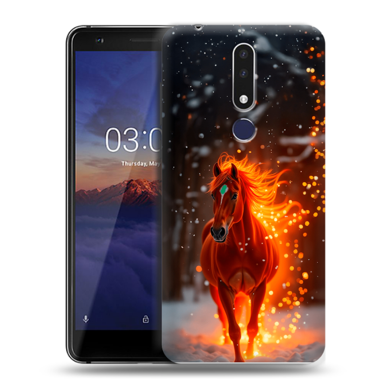 Силиконовый чехол на Nokia 3.1 Plus с принтом Новый год Силиконовый чехол на Nokia 3.1 Plus с принтом Новый год