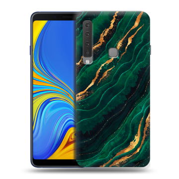 Пластиковый чехол на Samsung Galaxy A9 (2018) с принтом Мрамор зеленое золото